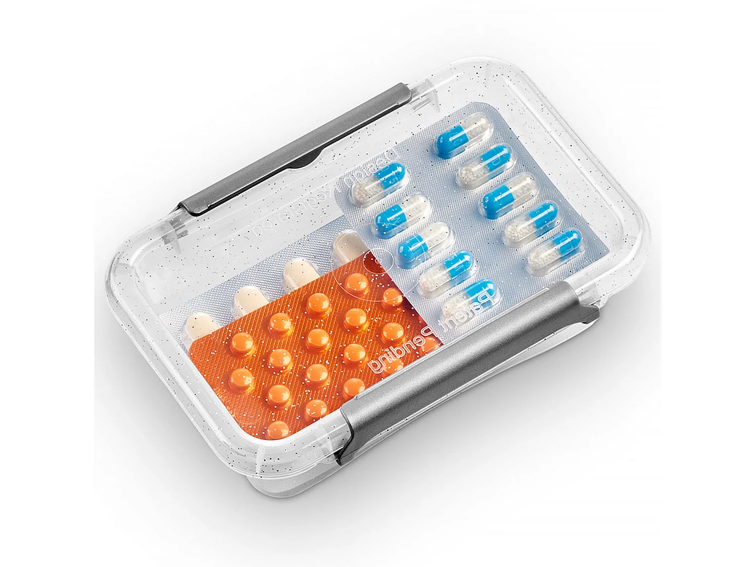 Boîte de rangement plastique antibactérienne polypropylène transparent argent 15x9,5x7,5 cm