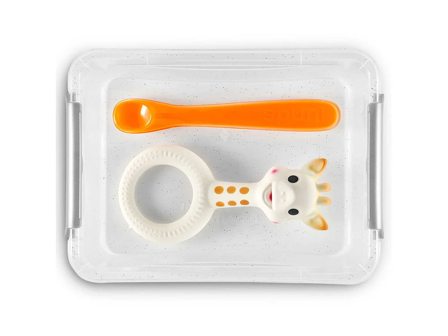 Boîte de rangement plastique antibactérienne polypropylène transparent argent 15x9,5x7,5 cm