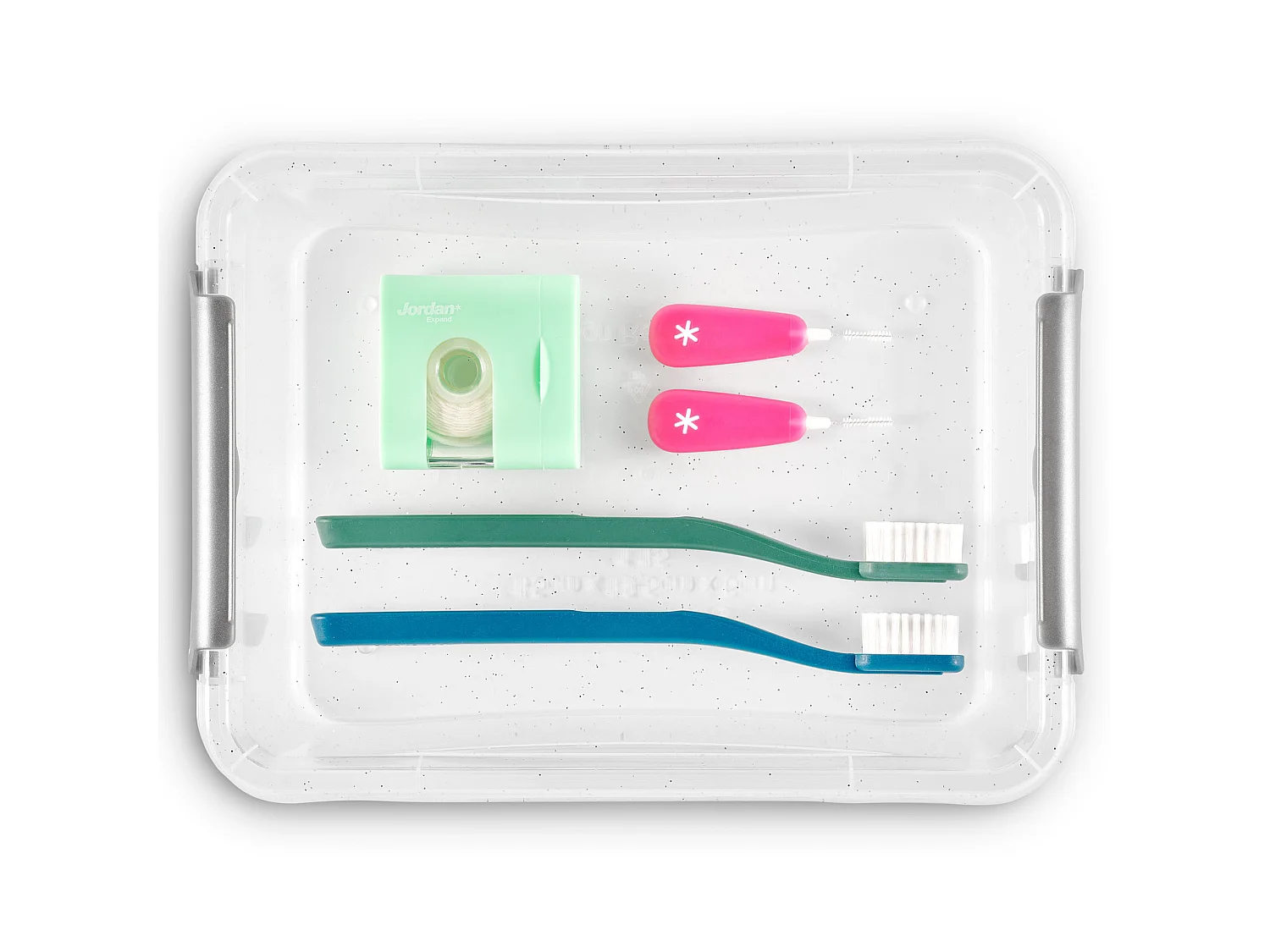 Boîte de rangement plastique antibactérienne polypropylène transparent argent 15x9,5x7,5 cm