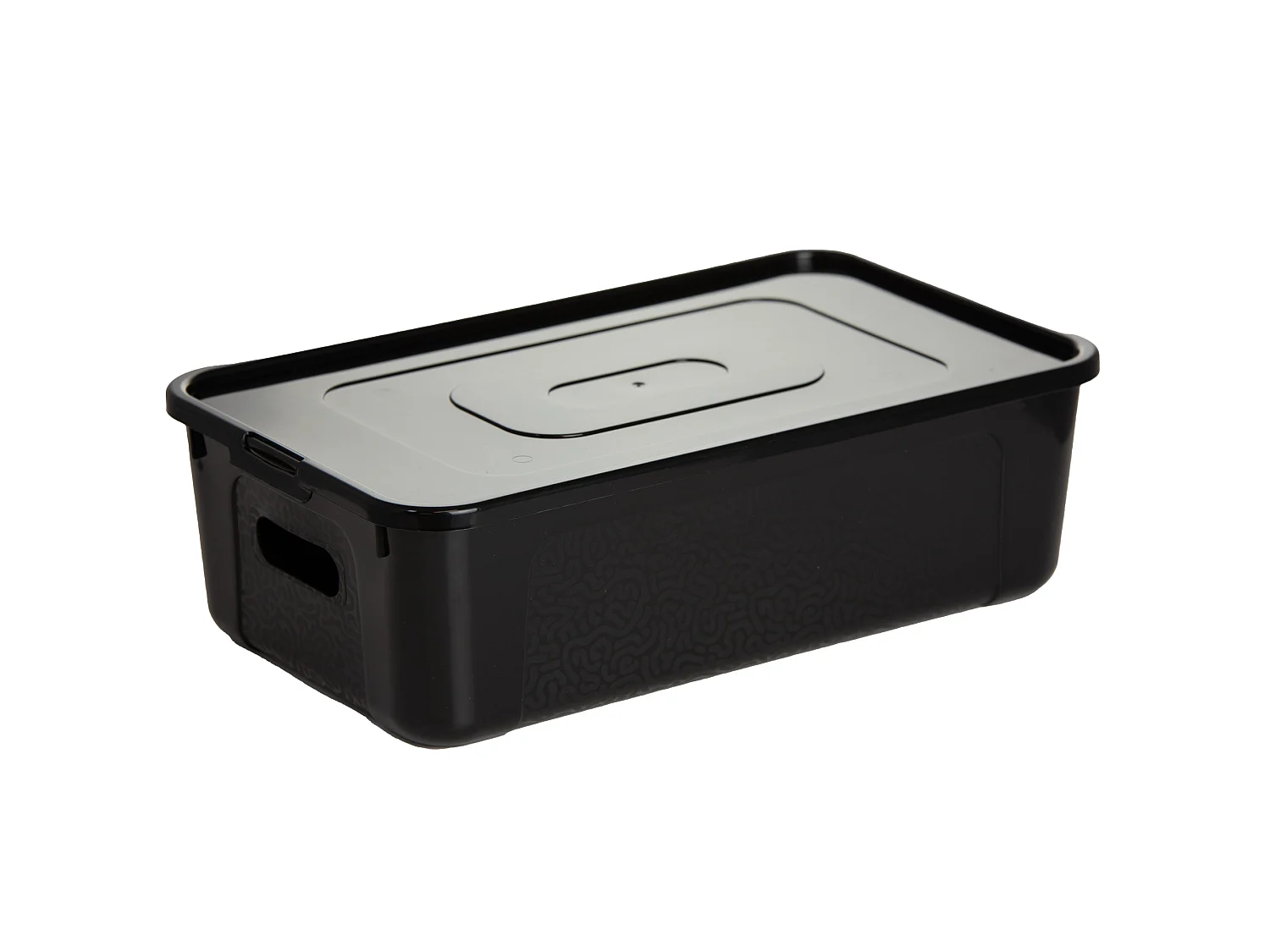 Boîte de rangement en plastique avec couvercle, 7 L, noire, 34x20x10 cm