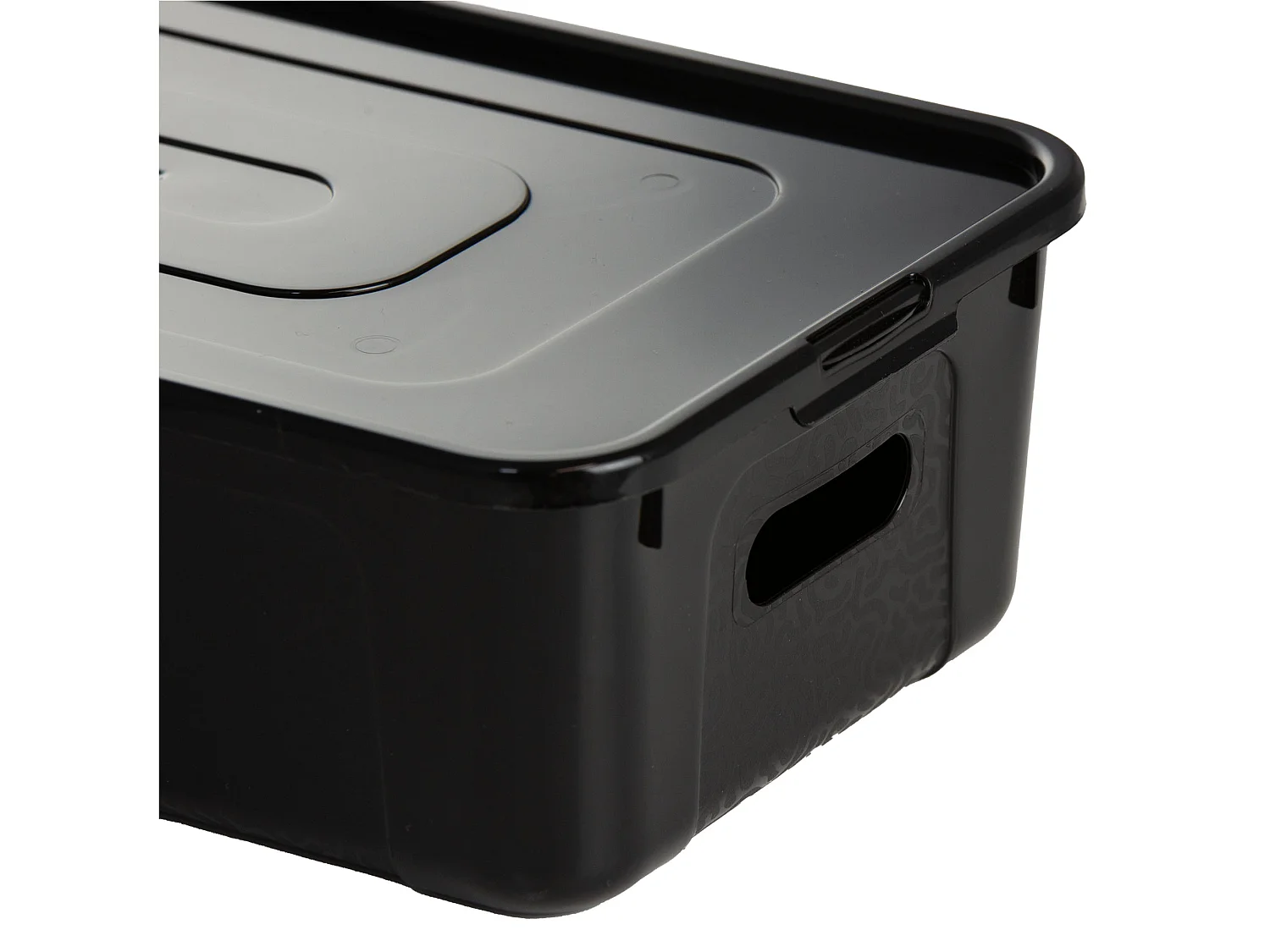 Boîte de rangement en plastique avec couvercle, 7 L, noire, 34x20x10 cm