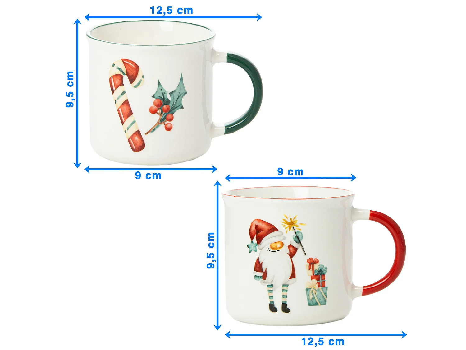 Set 2 tazze natalizie regalo porcellana New Bone bianco 300 ml 9,5 cm 9 cm