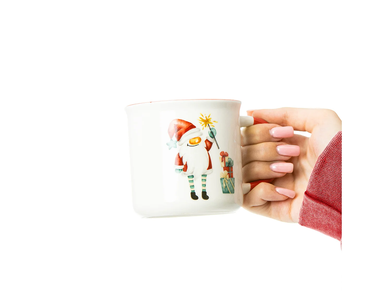 Set 2 tazze natalizie regalo porcellana New Bone bianco 300 ml 9,5 cm 9 cm
