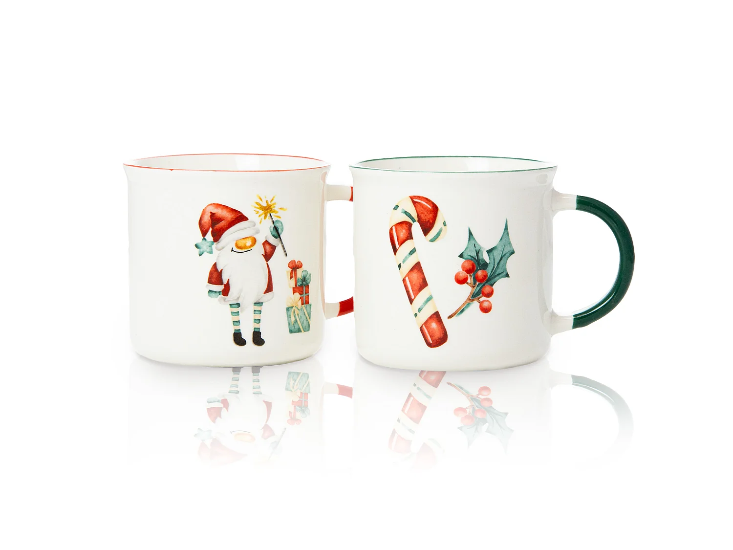 Set 2 tazze natalizie regalo porcellana New Bone bianco 300 ml 9,5 cm 9 cm