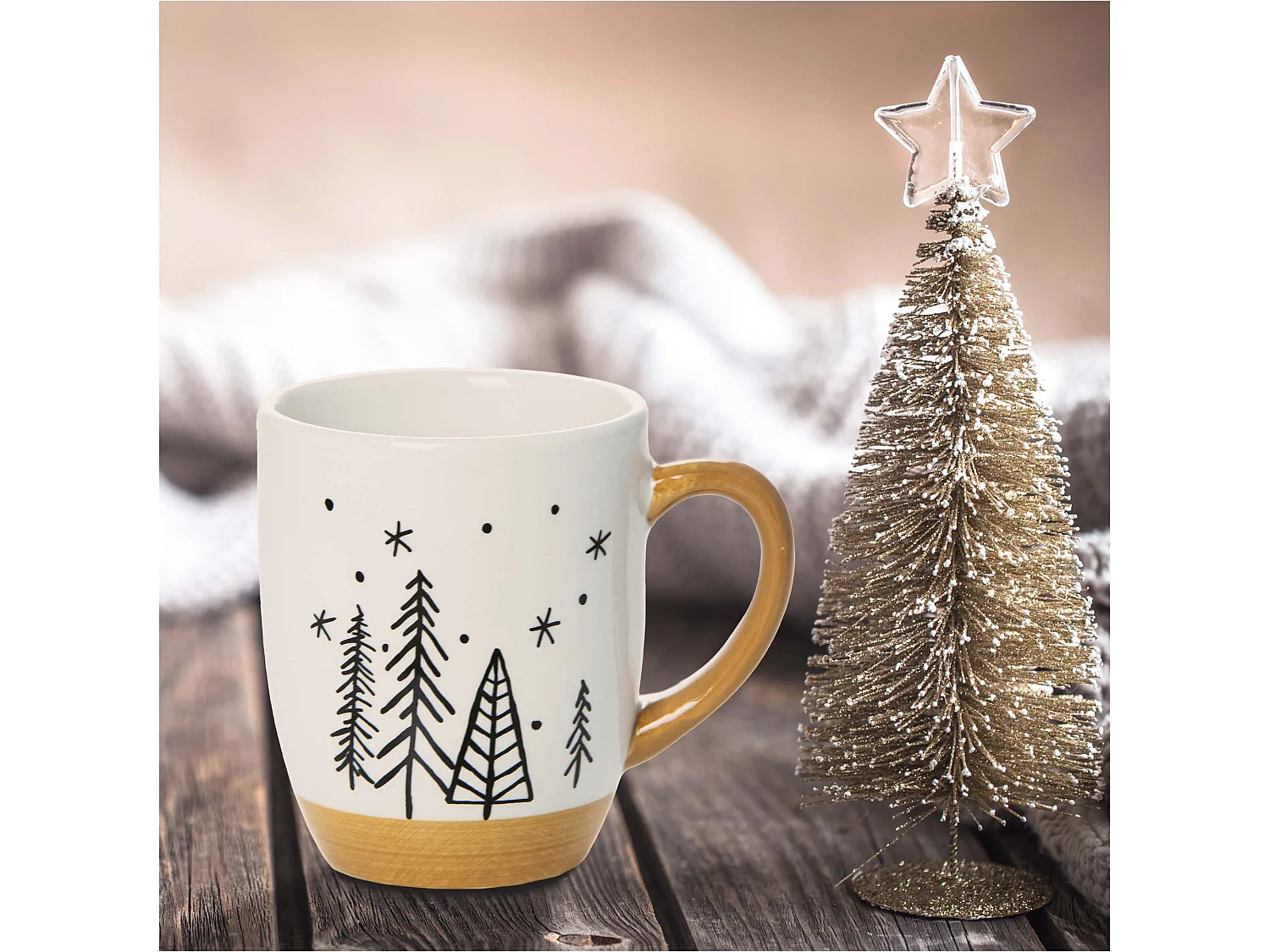 Mug de Noël en céramique blanc 330 ml 10x8,5 cm