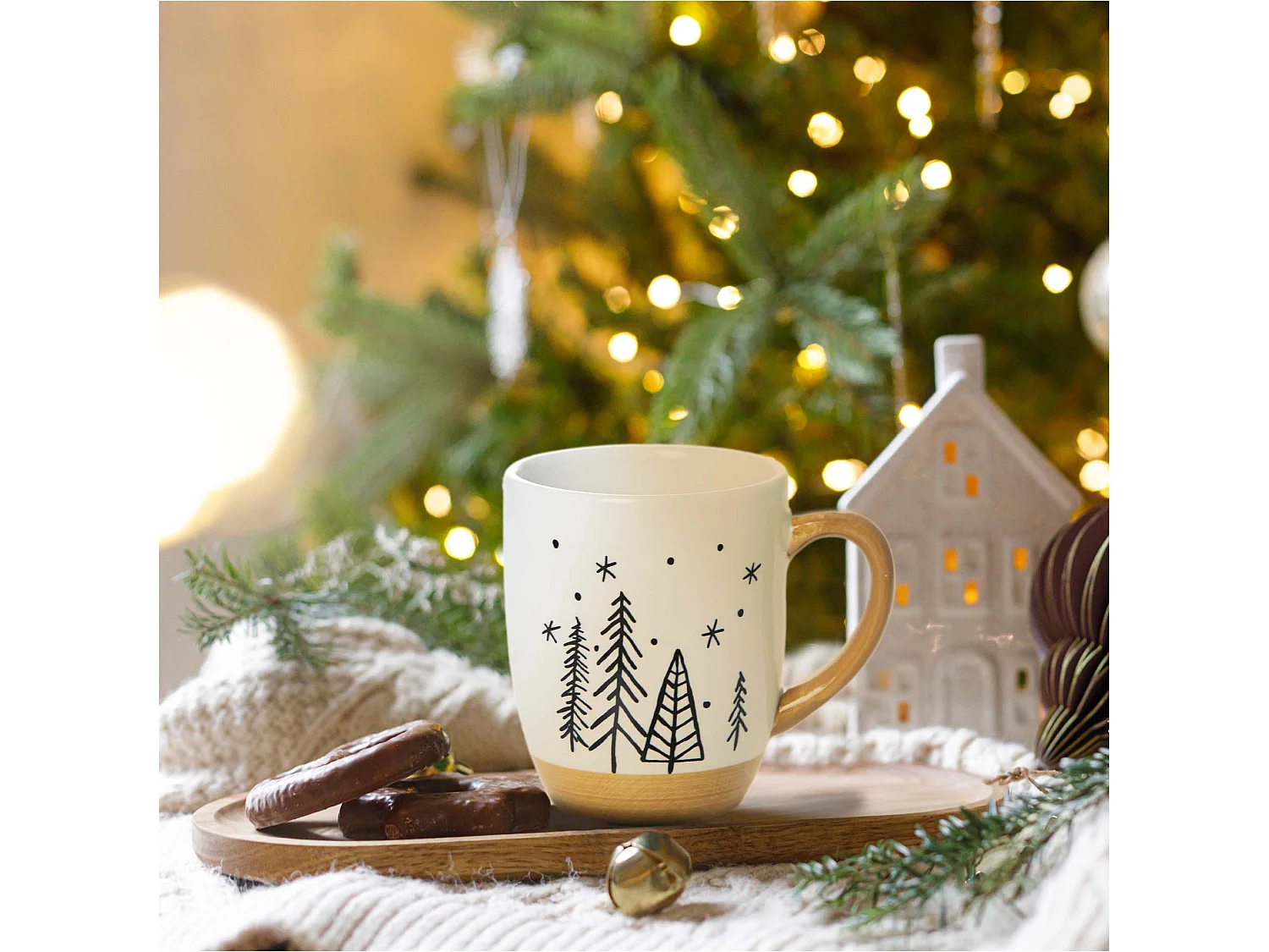 Mug de Noël en céramique blanc 330 ml 10x8,5 cm