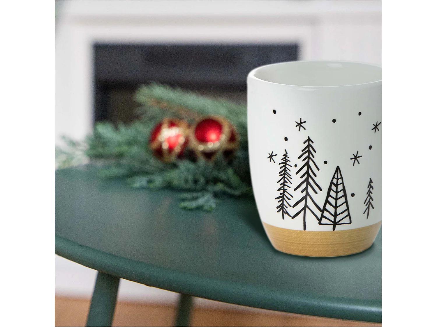 Mug de Noël en céramique blanc 330 ml 10x8,5 cm