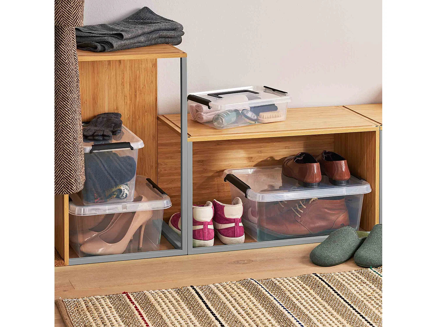 Boîte de rangement en plastique hermétique avec couvercle en polypropylène transparent noir 19,5x15x6,5 cm