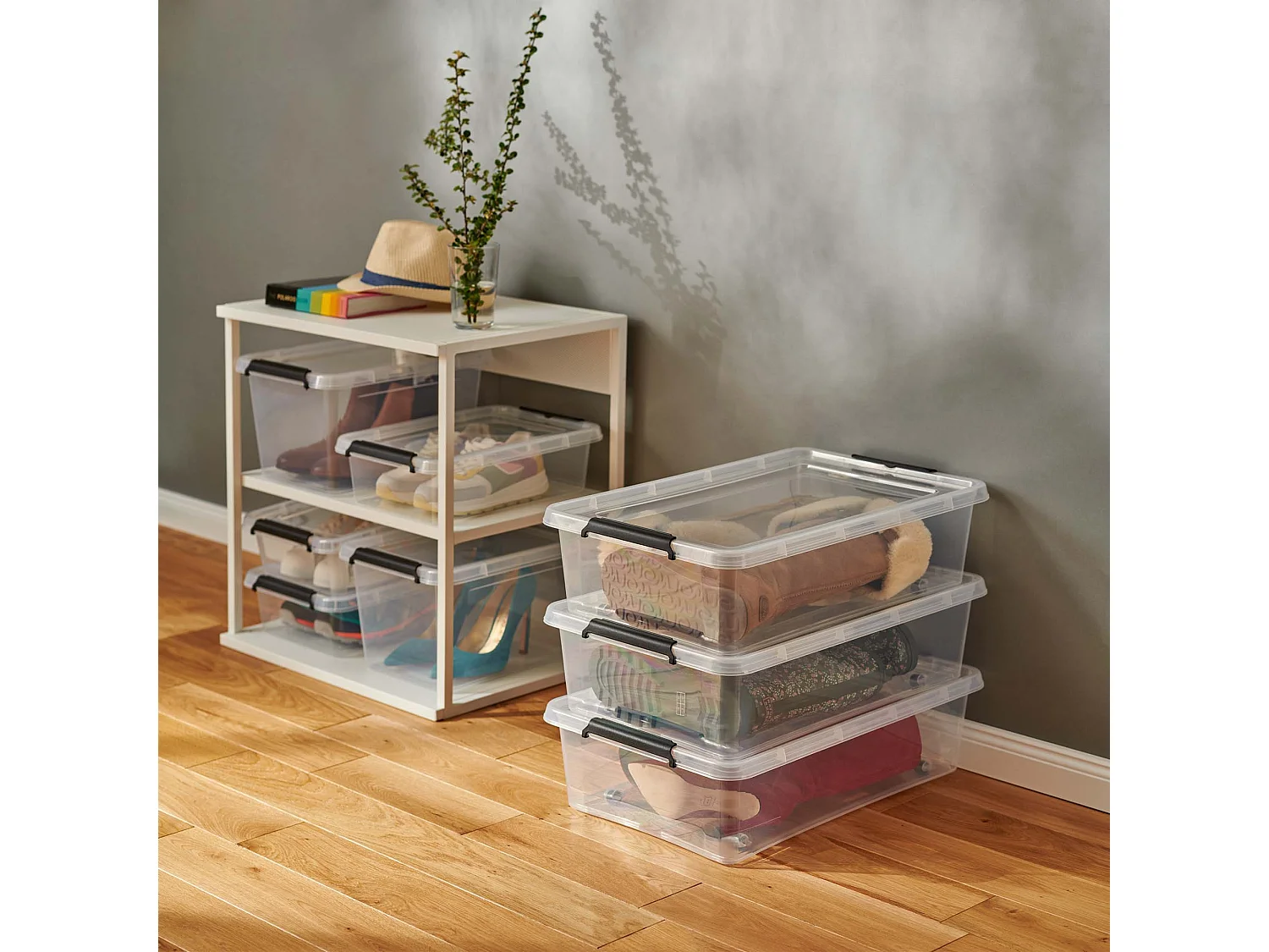 Boîte de rangement en plastique hermétique avec couvercle en polypropylène transparent noir 19,5x15x6,5 cm