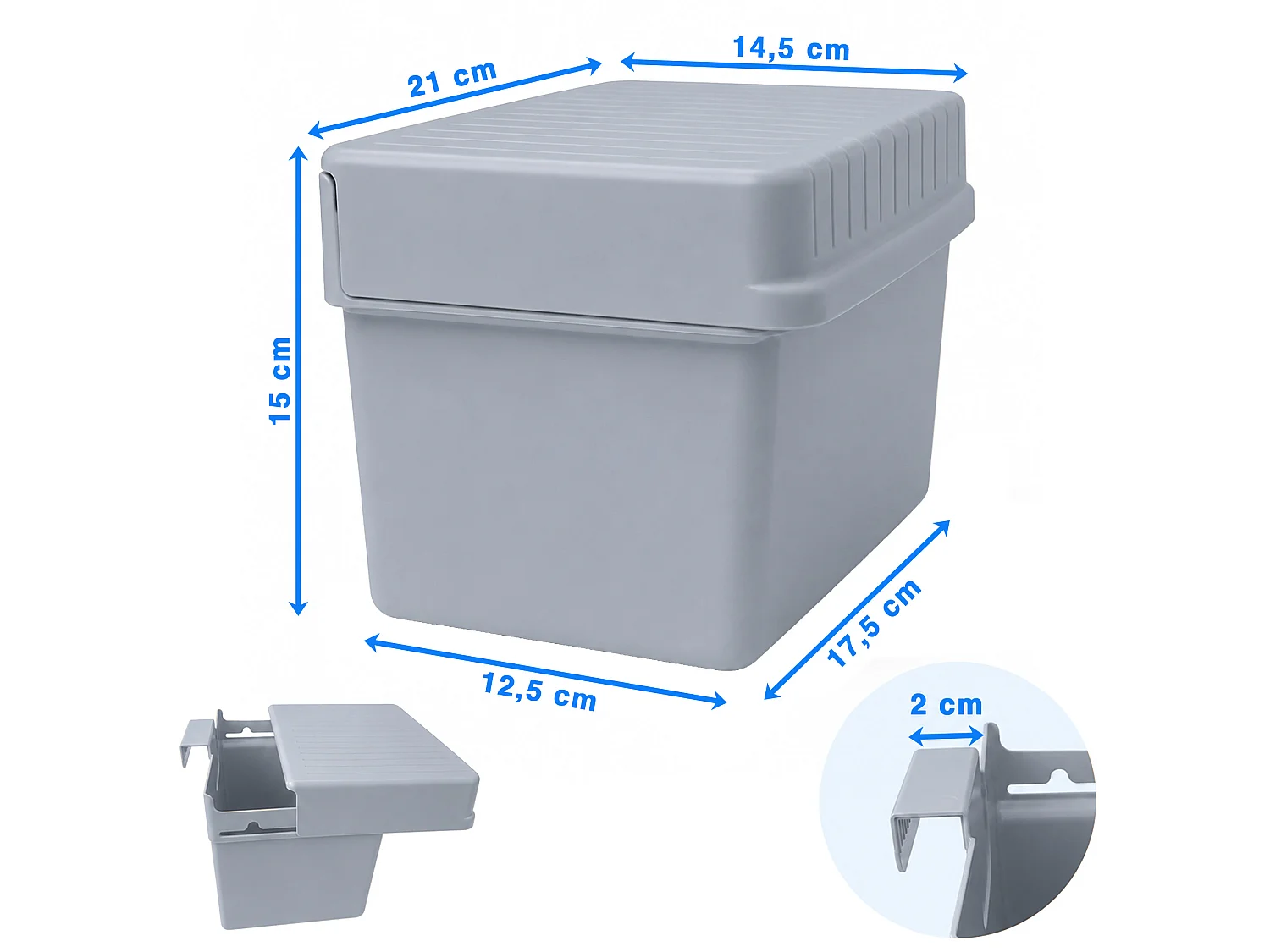 Poubelle de cuisine suspendue pour épluchures en plastique gris 21x17x14,5 cm