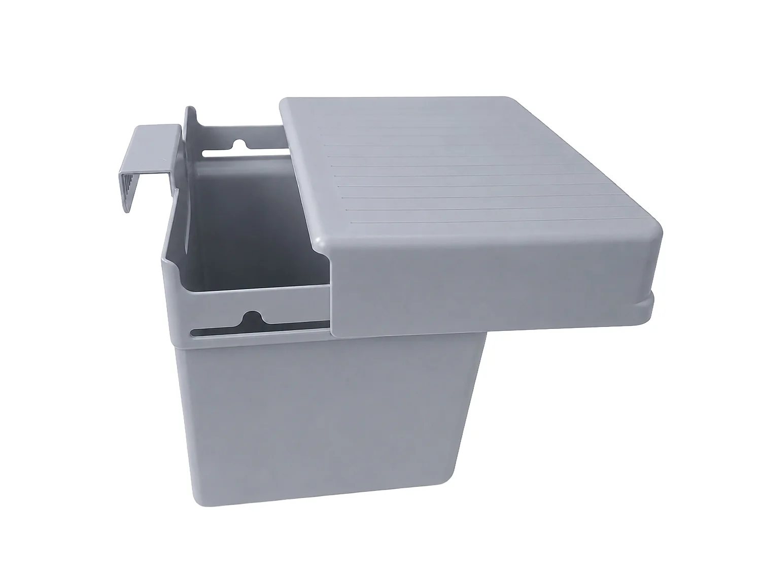Poubelle de cuisine suspendue pour épluchures en plastique gris 21x17x14,5 cm