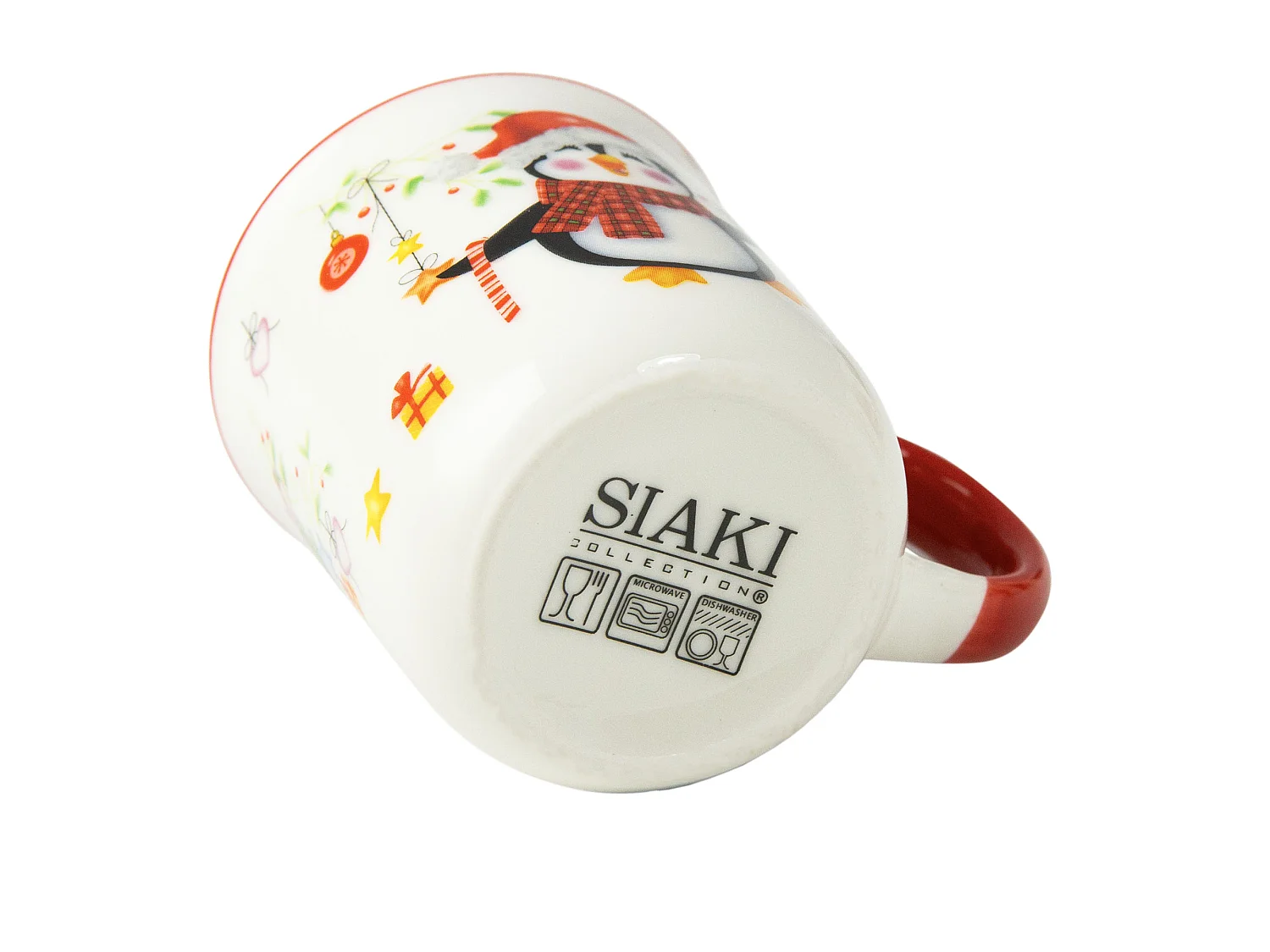 Set 4 tazze natalizie in ceramica bianca e rossa 200 ml 7,5x8,1 cm