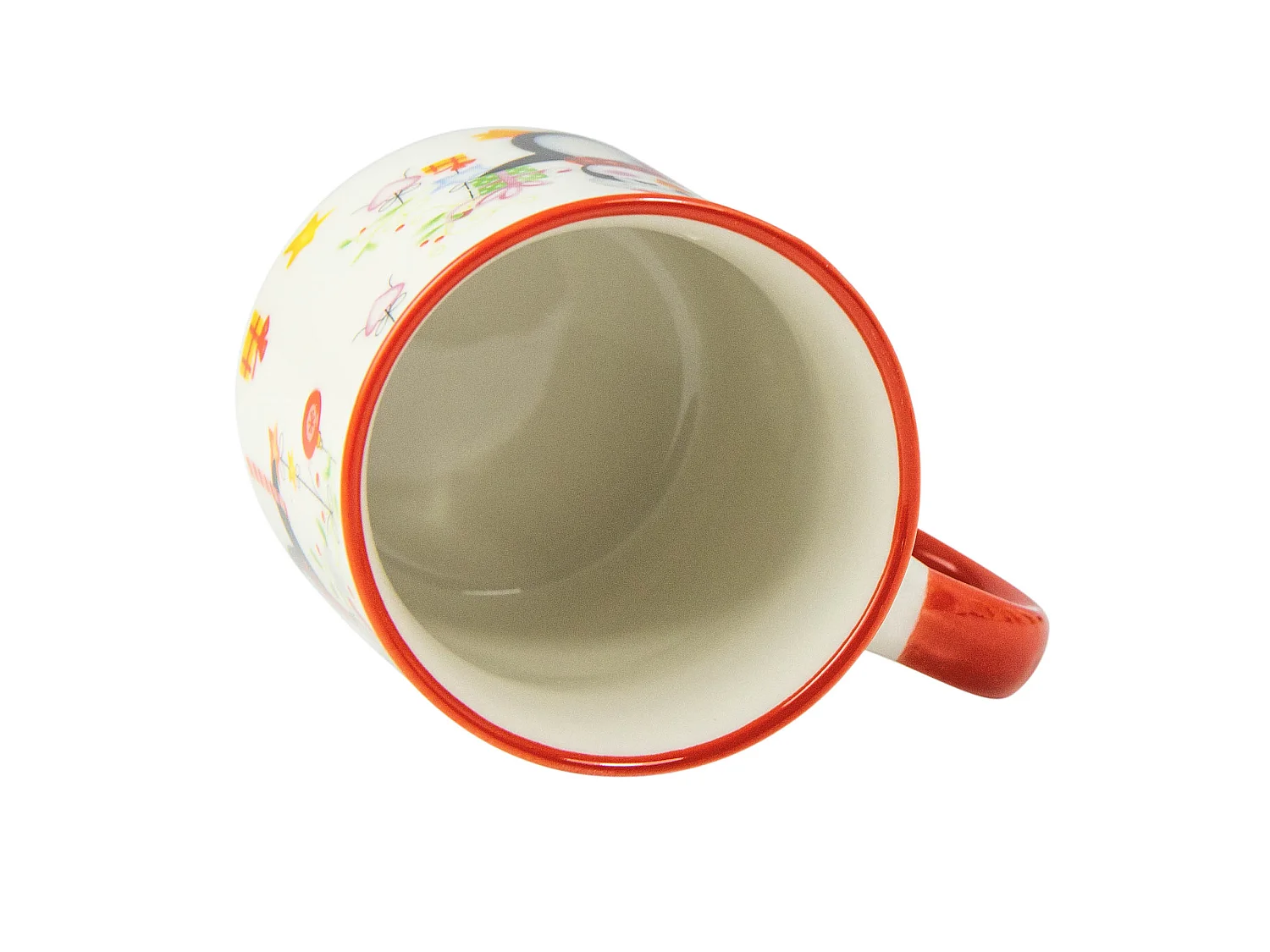 Set 4 tazze natalizie in ceramica bianca e rossa 200 ml 7,5x8,1 cm