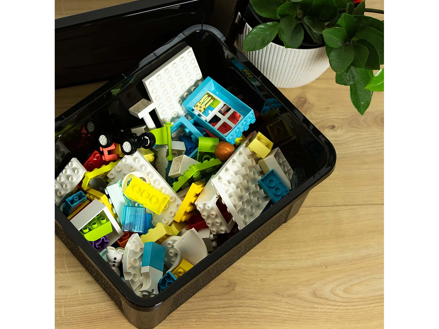 Boîte de rangement en plastique avec couvercle décoratif MultiBox noire 40x33x20 cm, 20 L