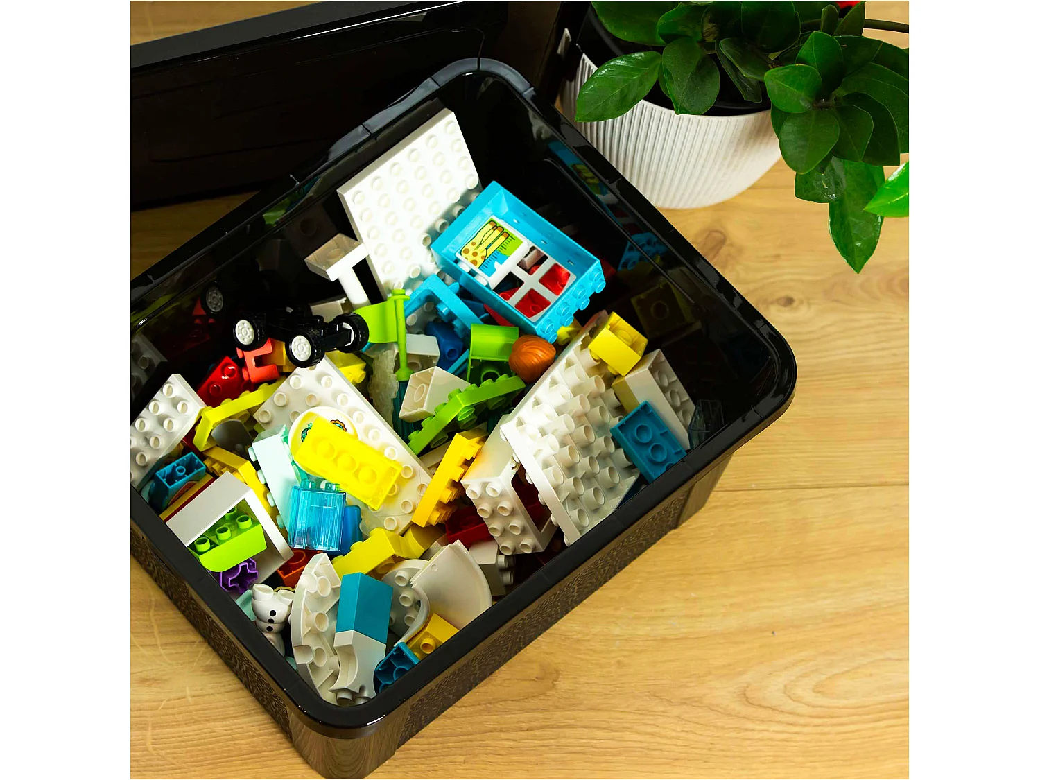 Boîte de rangement en plastique avec couvercle décoratif MultiBox noire 40x33x20 cm, 20 L