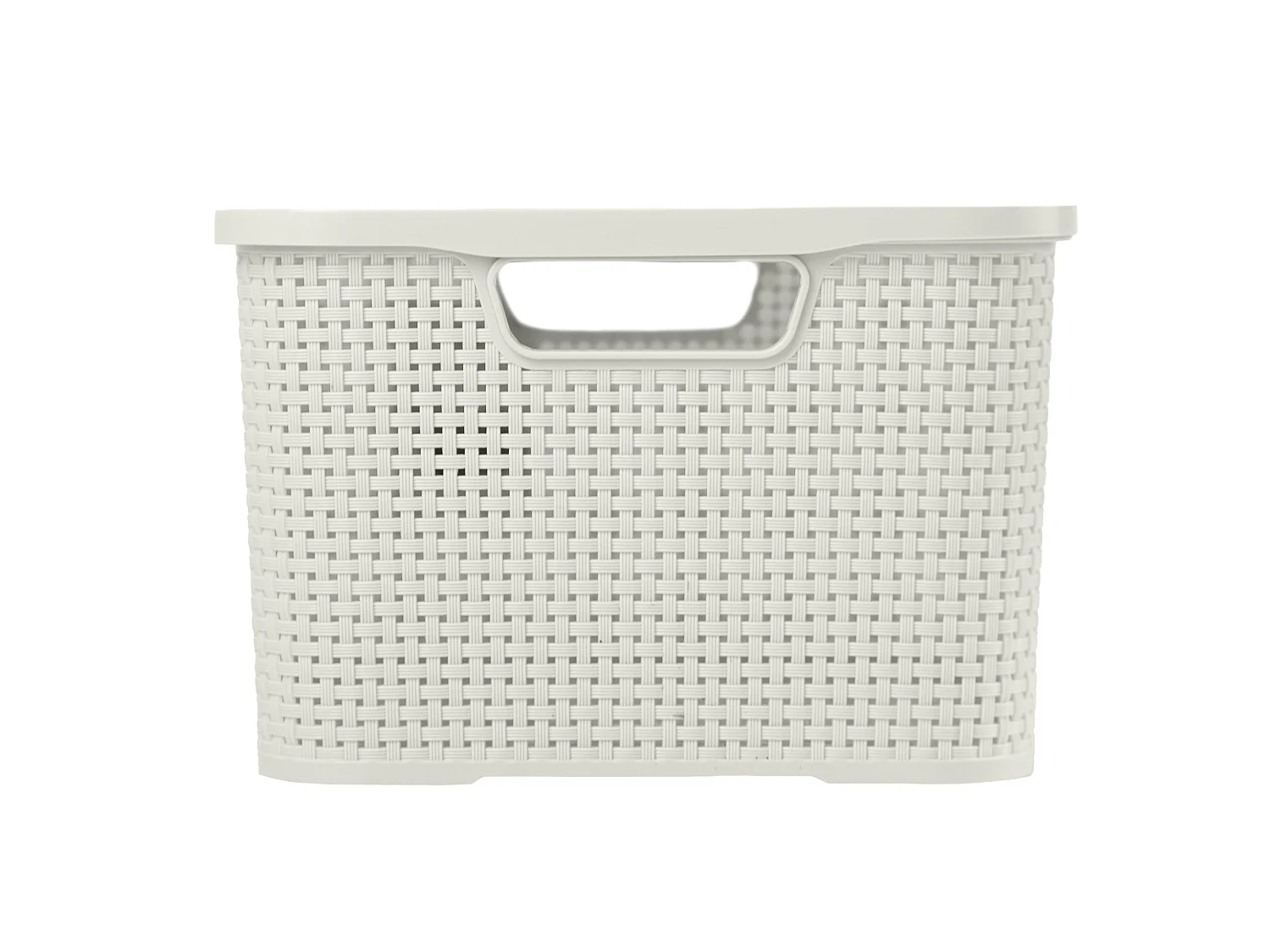 Panier de rangement avec couvercle effet rotin plastique blanc 19 L 38x28x18 cm