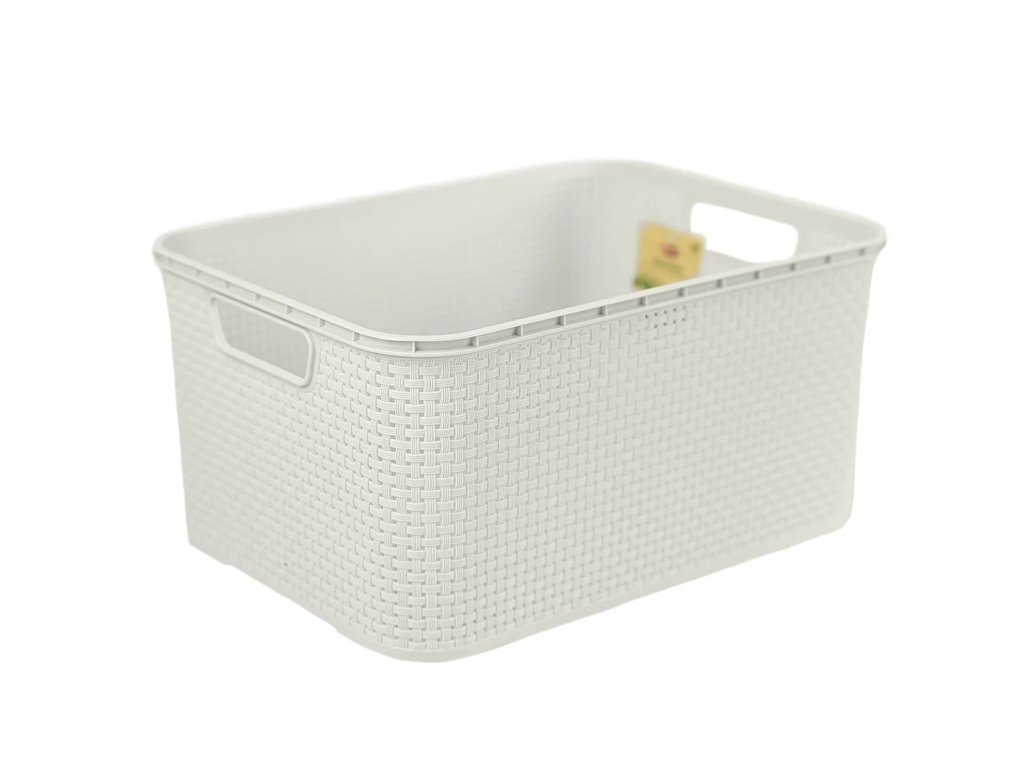 Panier de rangement avec couvercle effet rotin plastique blanc 19 L 38x28x18 cm