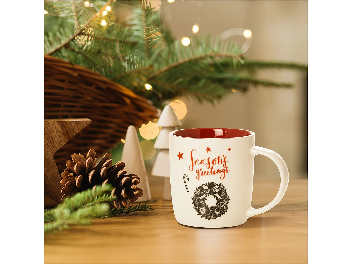 Mug de Noël cadeau en céramique blanc 370 ml 9,5 cm 9 cm