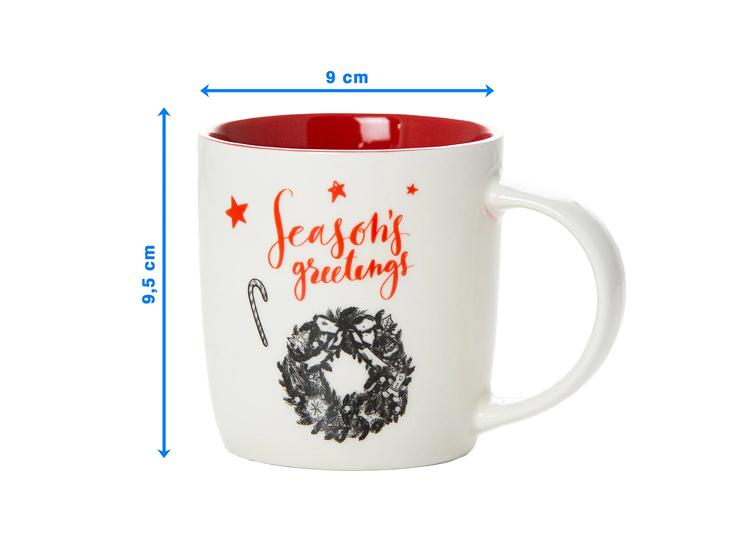 Mug de Noël cadeau en céramique blanc 370 ml 9,5 cm 9 cm