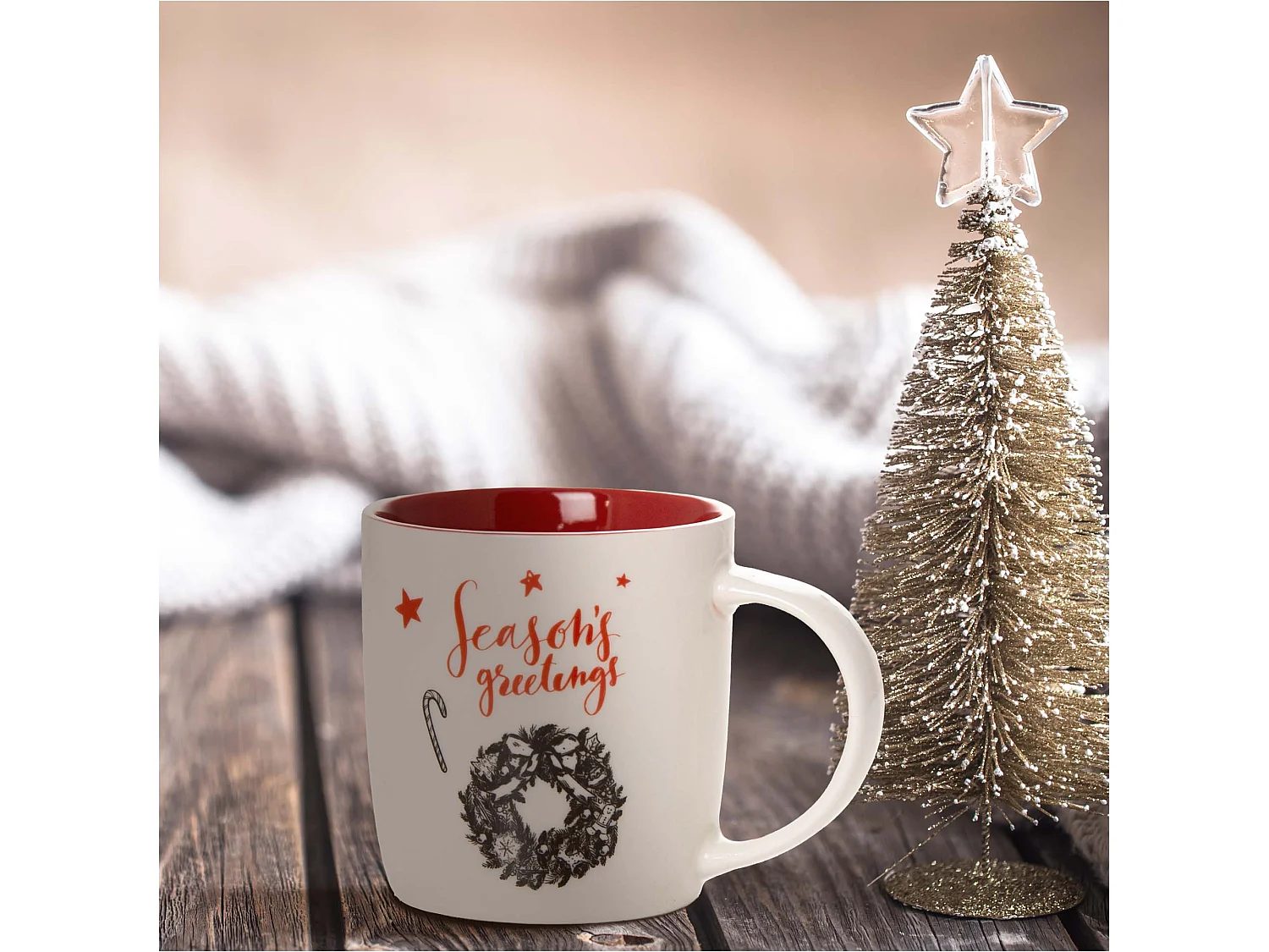 Mug de Noël cadeau en céramique blanc 370 ml 9,5 cm 9 cm