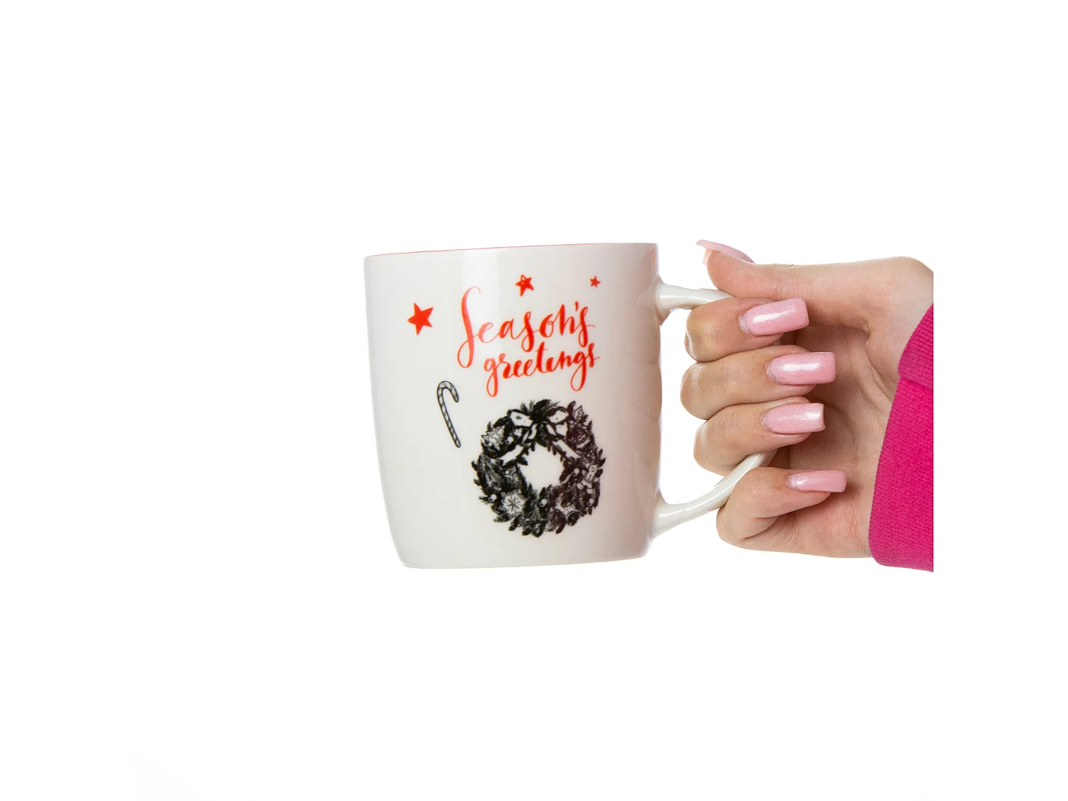 Mug de Noël cadeau en céramique blanc 370 ml 9,5 cm 9 cm