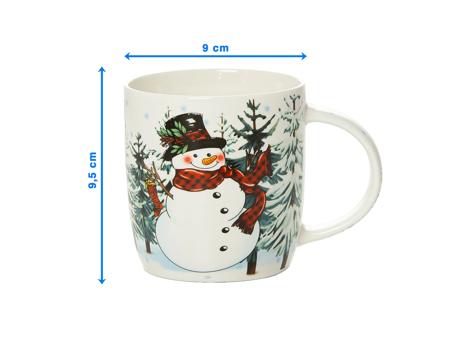 Tazza natalizia in ceramica regalo 370 ml bianco pupazzo di neve 9,5 cm 9 cm