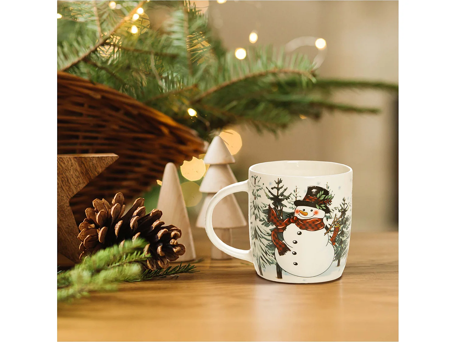 Tazza natalizia in ceramica regalo 370 ml bianco pupazzo di neve 9,5 cm 9 cm