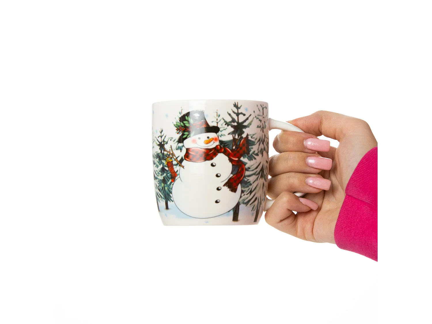 Tazza natalizia in ceramica regalo 370 ml bianco pupazzo di neve 9,5 cm 9 cm