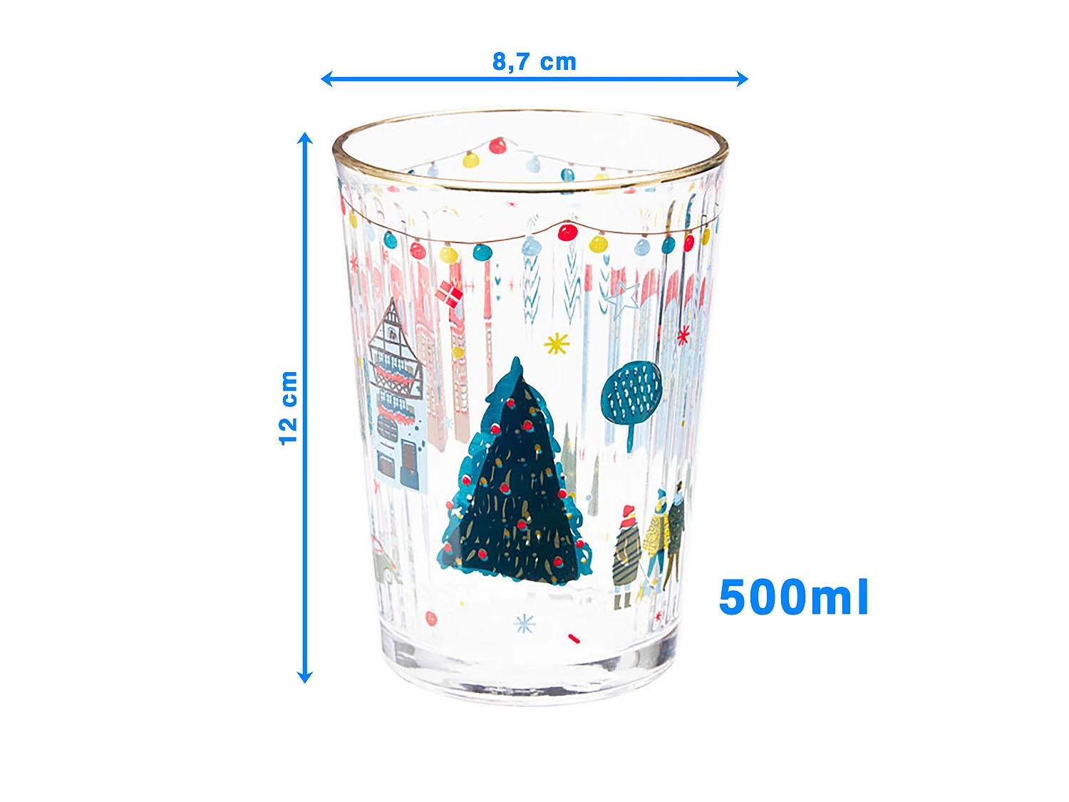 Verre de Noël décoratif en verre doré 500 ml Ø 87 x 120 mm