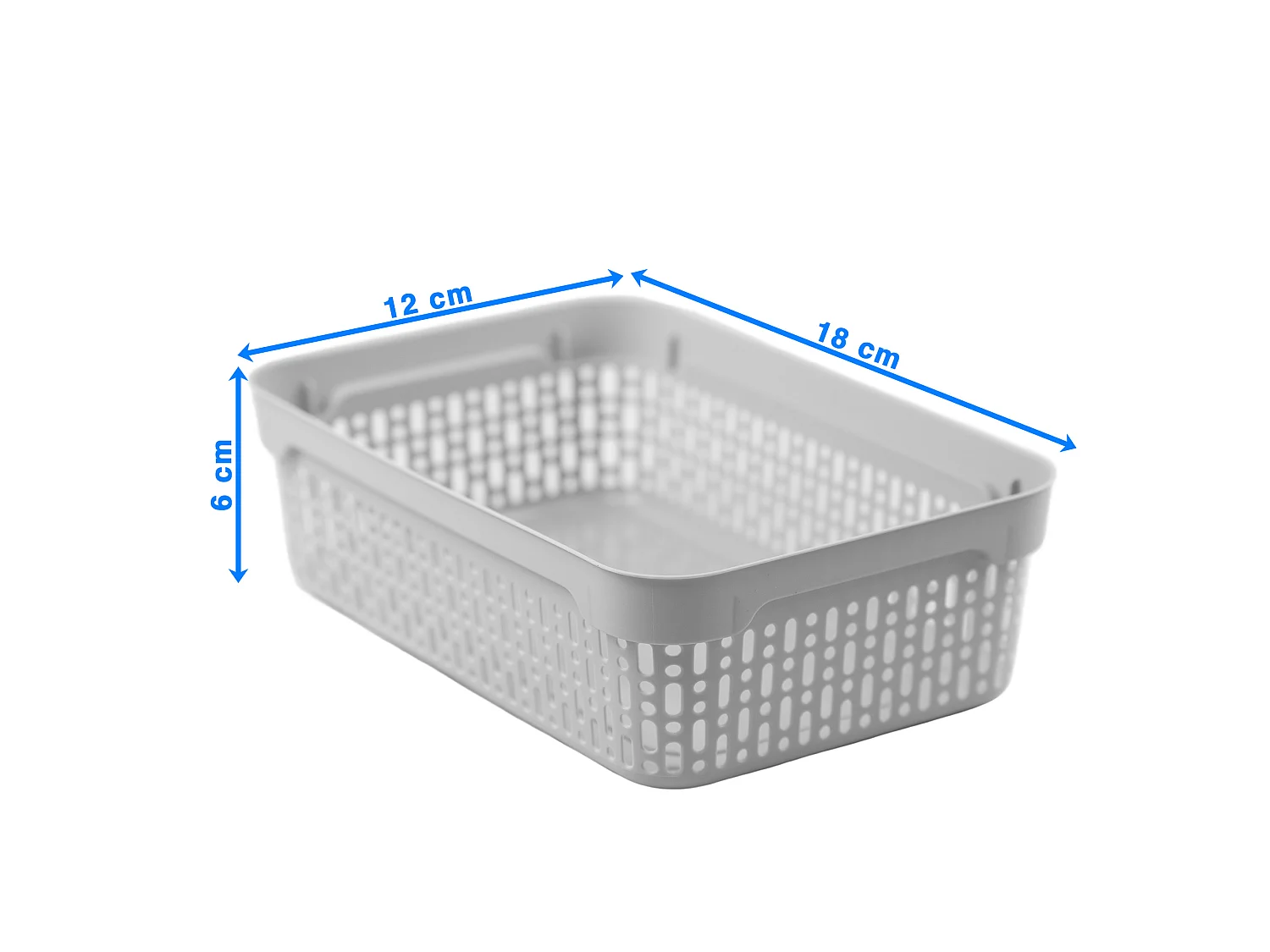 Panier ajouré en plastique pour cosmétiques salle de bain gris clair 18x12x6 cm