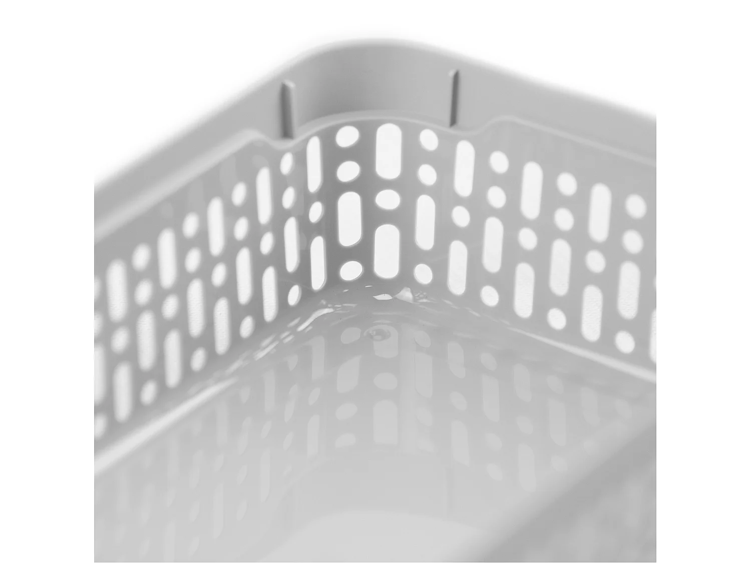 Panier ajouré en plastique pour cosmétiques salle de bain gris clair 18x12x6 cm