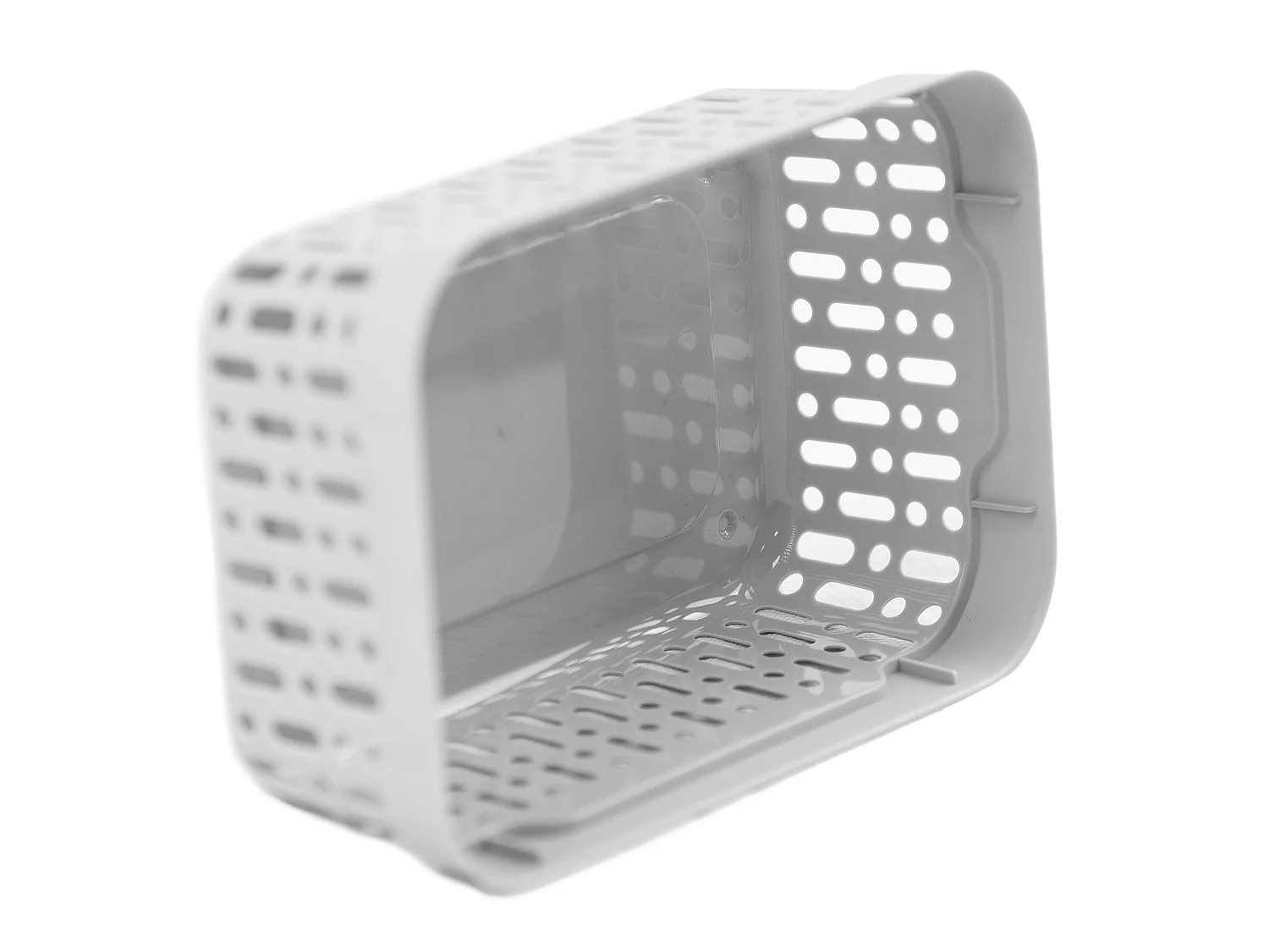Panier ajouré en plastique pour cosmétiques salle de bain gris clair 18x12x6 cm