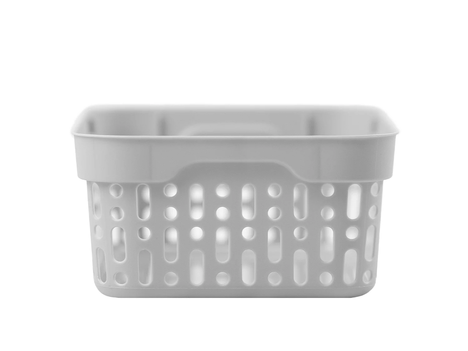 Panier ajouré en plastique pour cosmétiques salle de bain gris clair 18x12x6 cm