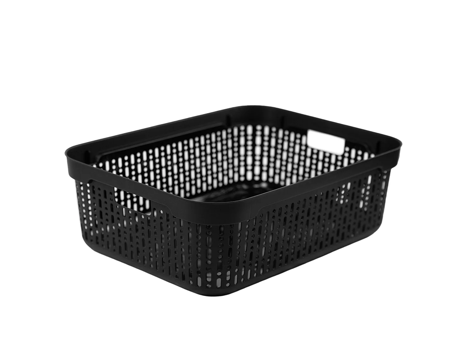 Panier ajouré en plastique avec couvercle pour cosmétiques noir 39.5x30x13 cm