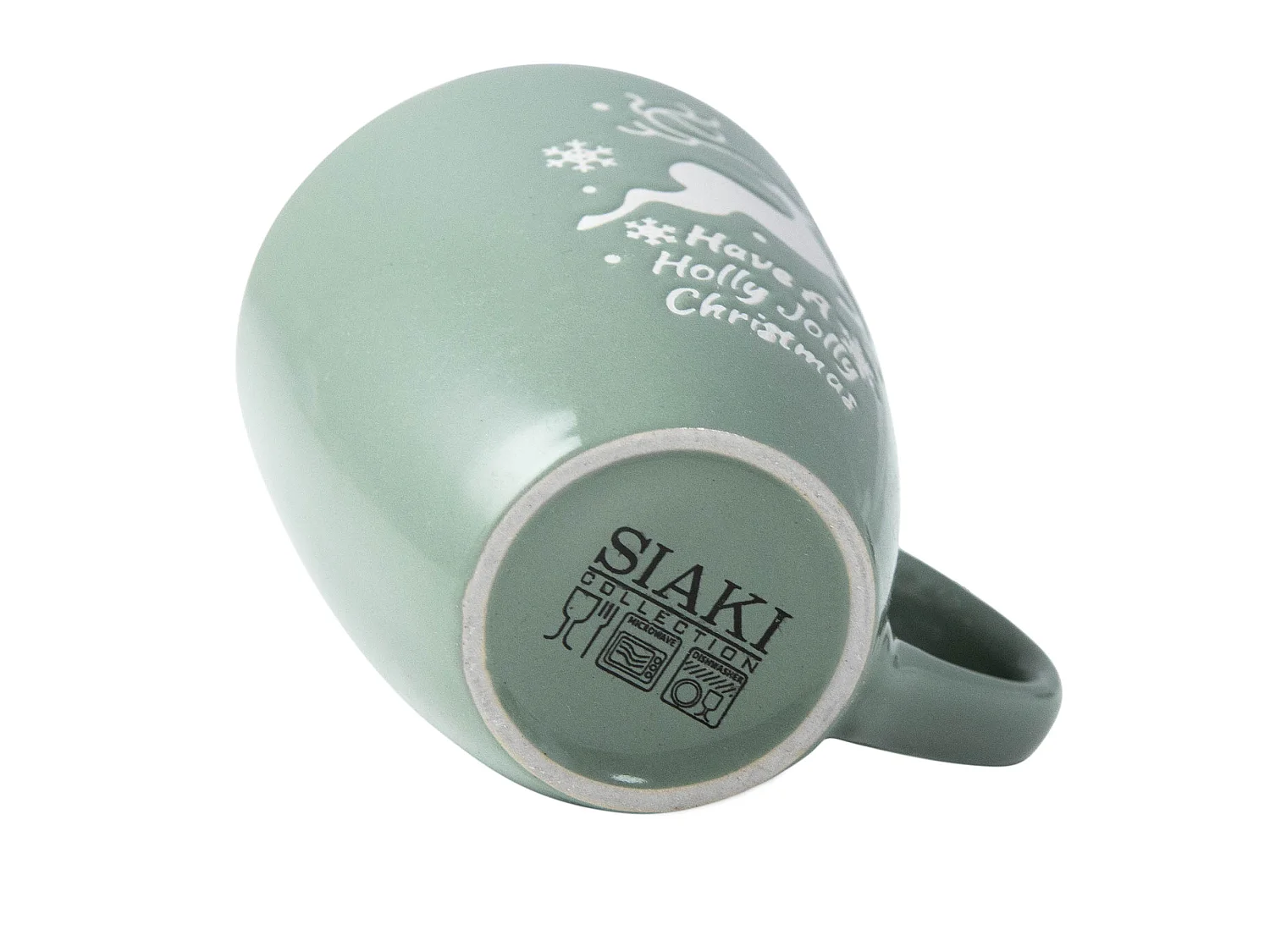 Set di 2 tazze natalizie con renna e albero, ceramica, verde/grigio, 320 ml, 9x10,6 cm