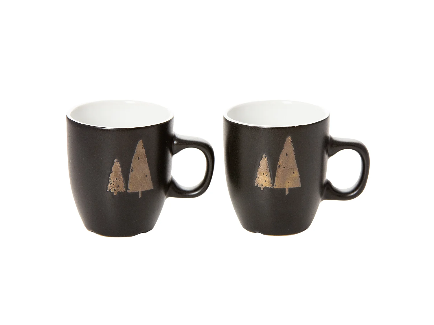 Set di tazze natalizie con albero di Natale in gres nero 2 pz 150 ml