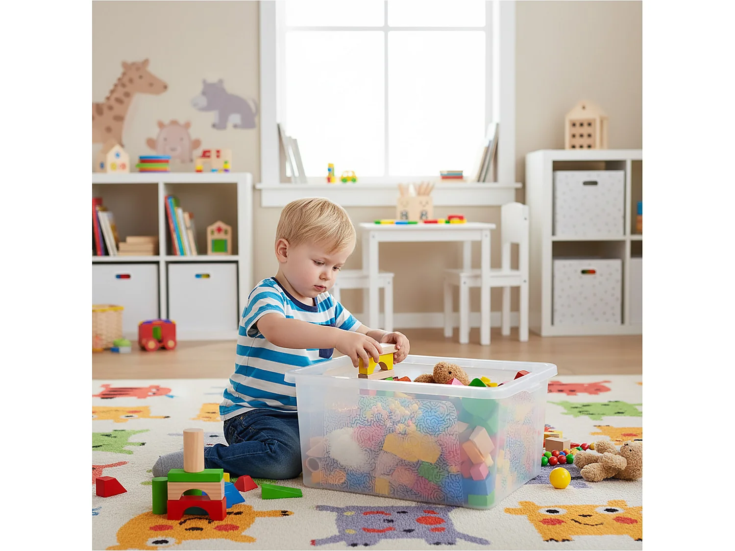 Boîte de rangement avec couvercle en plastique transparent 20 L 40x33x20 cm
