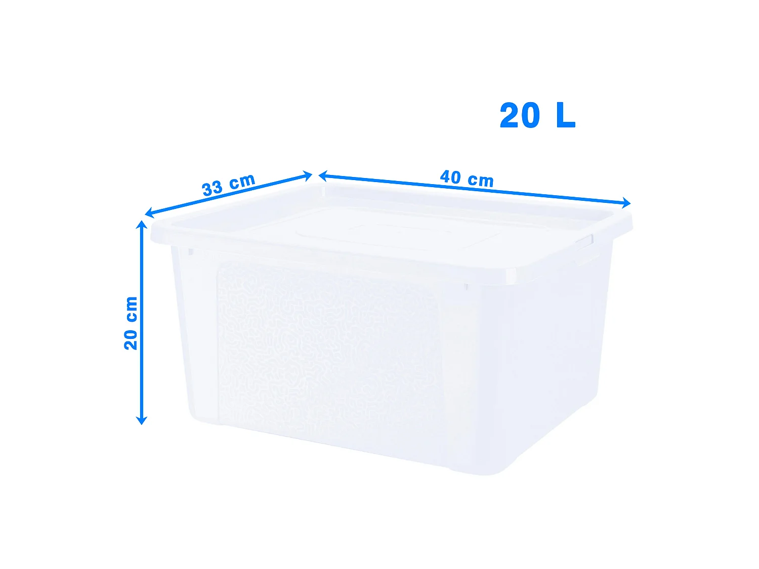 Boîte de rangement avec couvercle en plastique transparent 20 L 40x33x20 cm