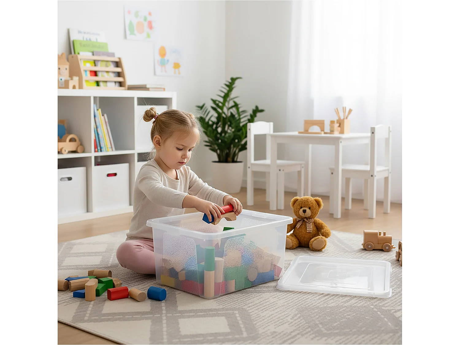 Boîte de rangement avec couvercle en plastique transparent 20 L 40x33x20 cm