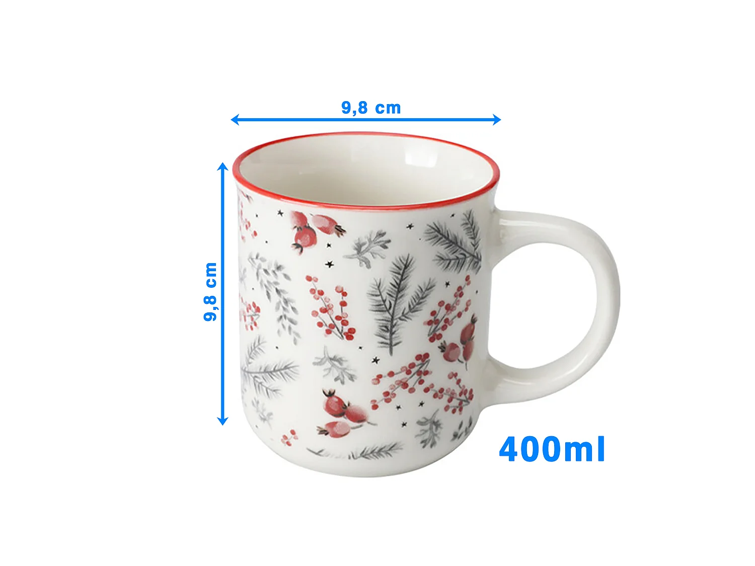 Tazza con manico natalizia in porcellana bianca 400 ml 98x92 mm