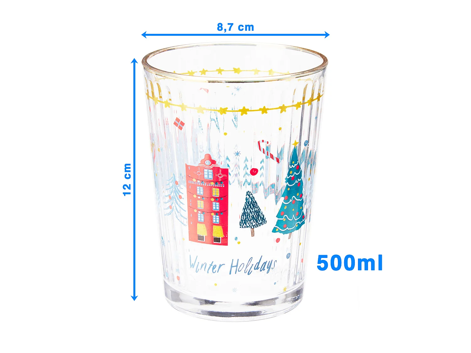 Verre de Noël décoratif en verre doré 500 ml Ø 87 x 120 mm