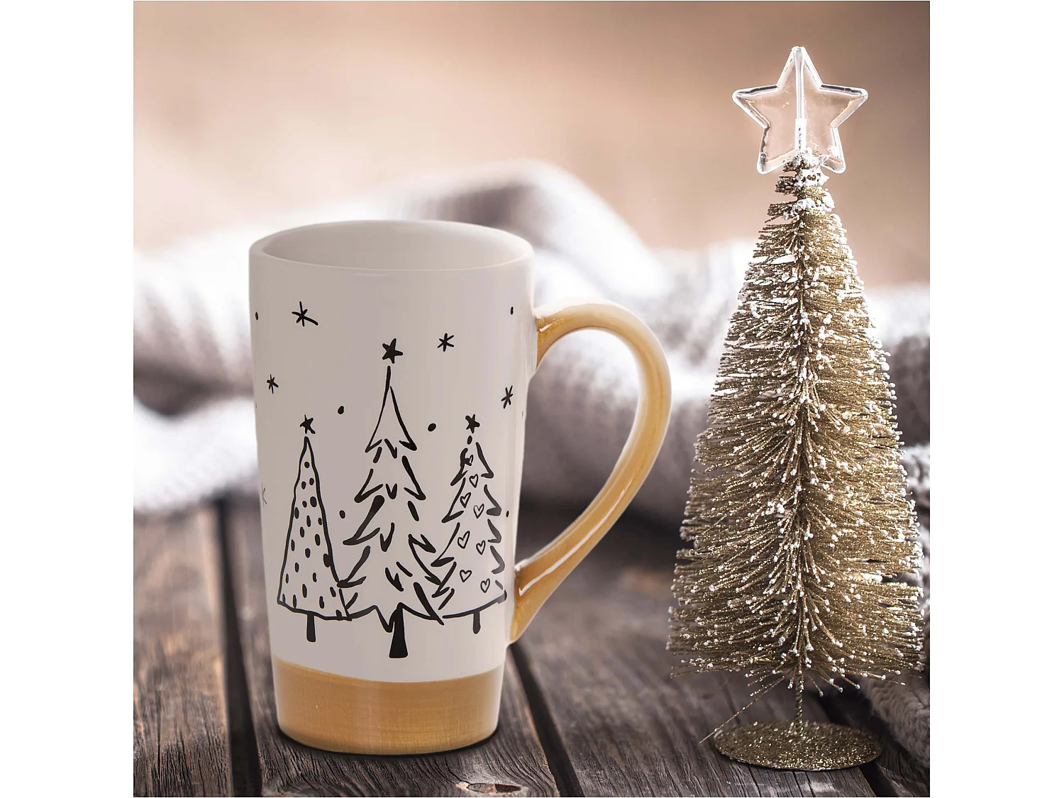 Mug de Noël en céramique cadeau blanc 570 ml 15,5 cm 9 cm
