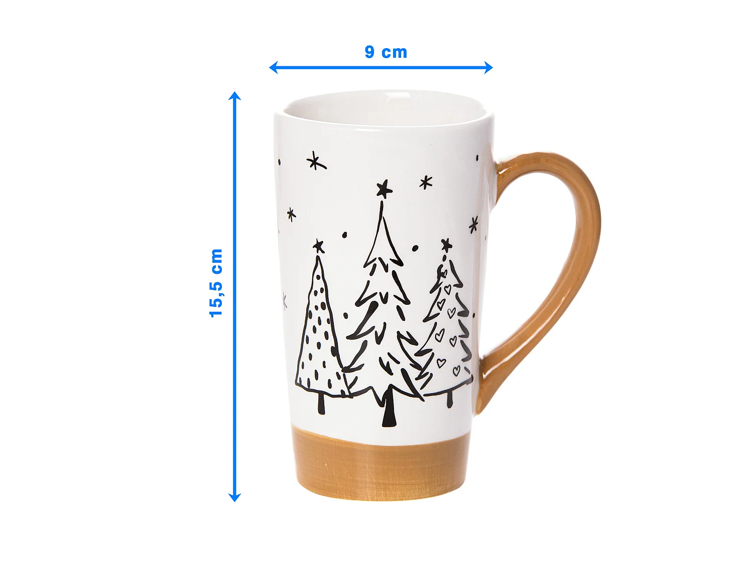 Mug de Noël en céramique cadeau blanc 570 ml 15,5 cm 9 cm