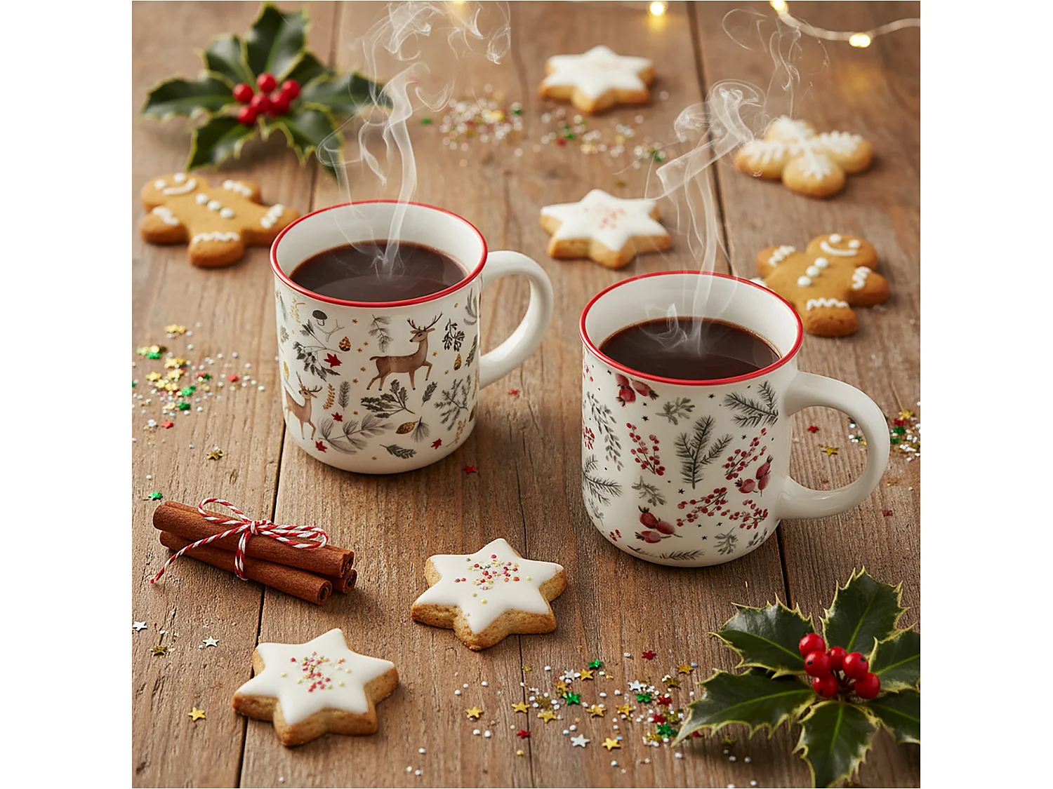 Mug de Noël avec anse en porcelaine blanche 400 ml 98x92 mm