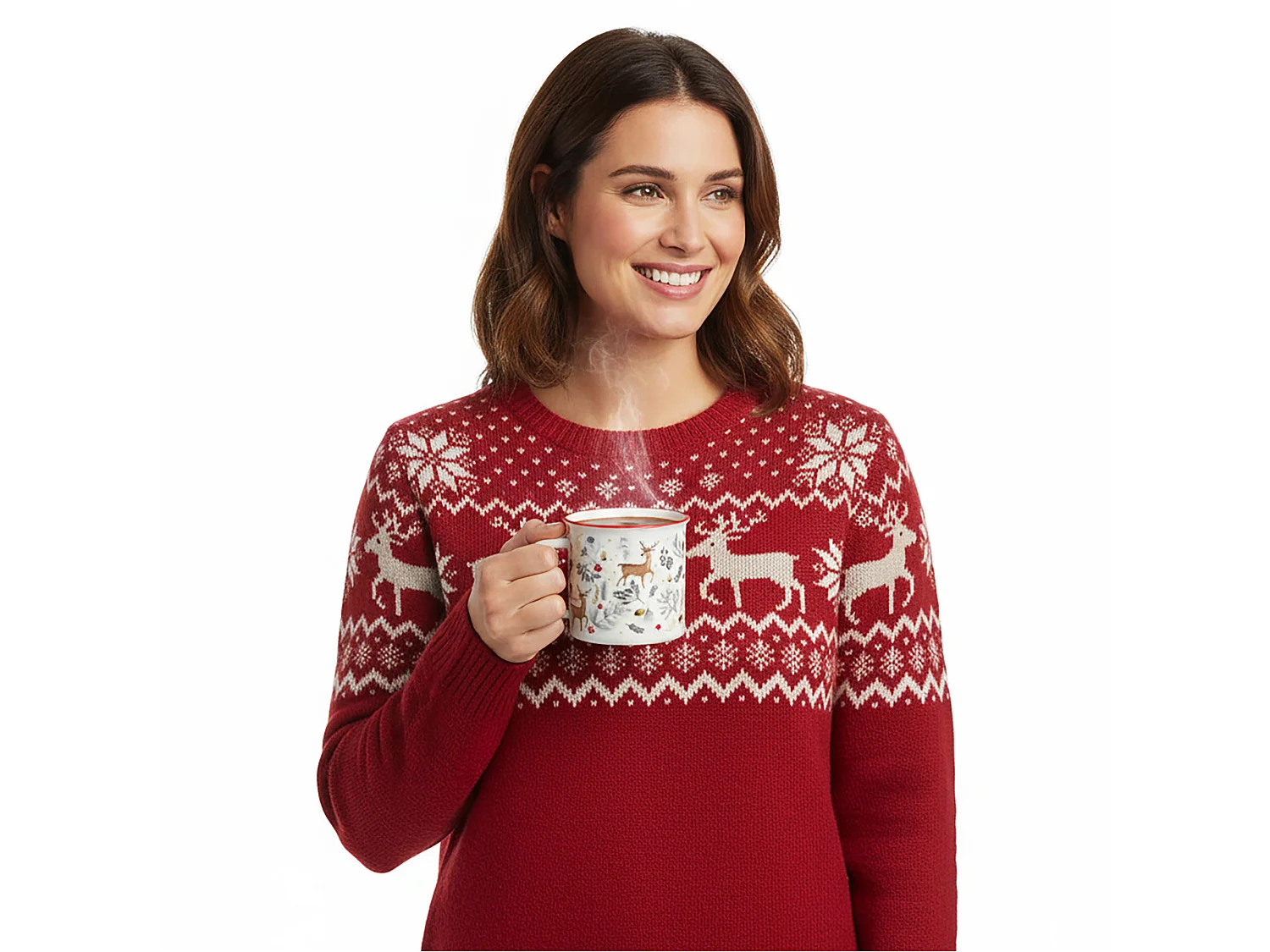Mug de Noël avec anse en porcelaine blanche 400 ml 98x92 mm