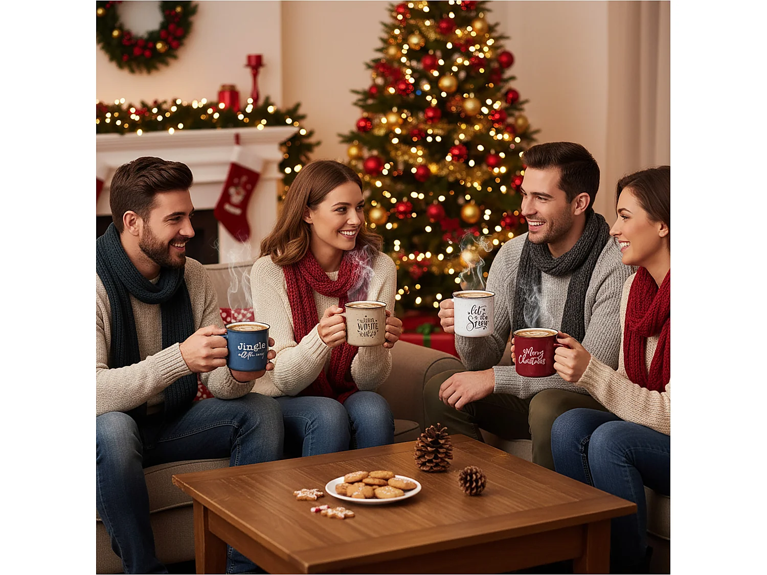 Tasse de Noël en grès rouge 285 ml 9,5x8 cm