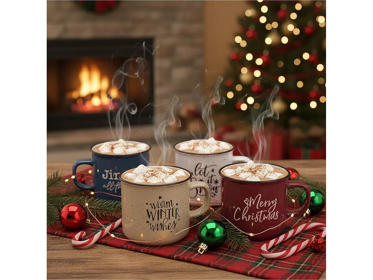 Tasse de Noël en grès rouge 285 ml 9,5x8 cm