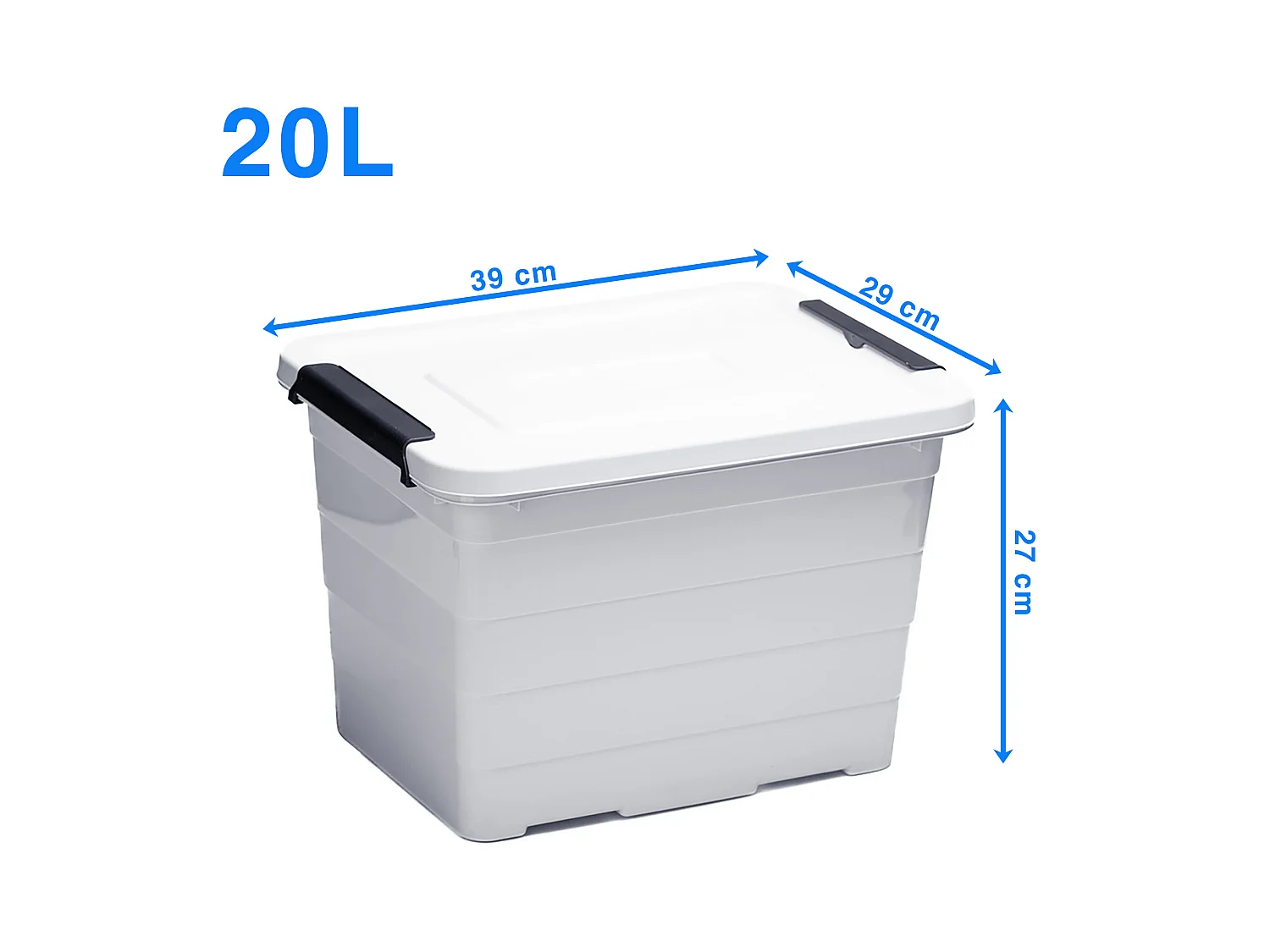 Boîte de rangement en plastique avec couvercle 20 L gris clair 39x29x27 cm