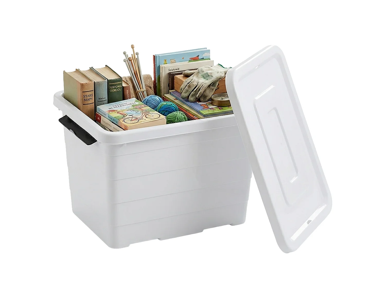 Boîte de rangement en plastique avec couvercle 20 L gris clair 39x29x27 cm