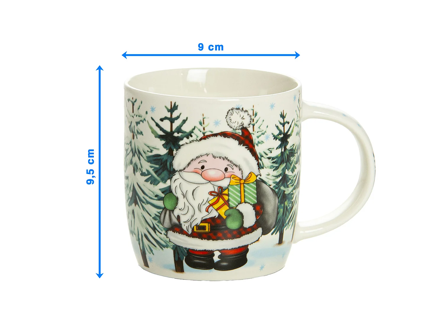 Tazza natalizia in ceramica regalo 370 ml bianco Babbo Natale 9,5 cm 9 cm